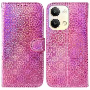 For OPPO Reno9 Pro Colorful Magnetic Buckle Leather Phone Case(Pink)