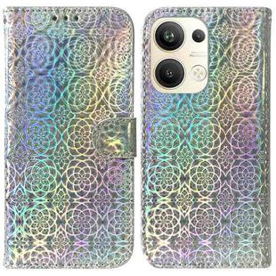 For OPPO Reno9 Pro+ Colorful Magnetic Buckle Leather Phone Case(Silver)