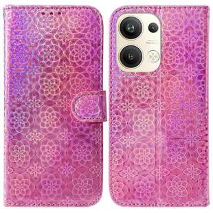 For OPPO Reno9 Pro+ Colorful Magnetic Buckle Leather Phone Case(Pink)