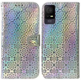 For TCL 408 Colorful Magnetic Buckle Leather Phone Case(Silver)