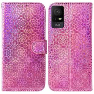 For TCL 408 Colorful Magnetic Buckle Leather Phone Case(Pink)