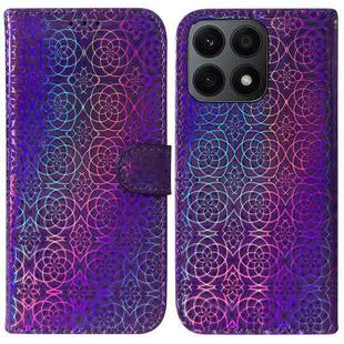 For Honor X8a Colorful Magnetic Buckle Leather Phone Case(Purple)