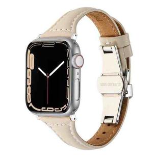 Small Waist Butterfly Buckle Watch Band For Apple Watch Ultra 49mm / Series 8&7 45mm / SE 2&6&SE&5&4 44mm / 3&2&1 42mm(Beige)