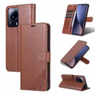 For Xiaomi 13 Lite AZNS Sheepskin Texture Flip Leather Phone Case(Brown)
