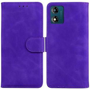 For Motorola Moto E13 Skin Feel Pure Color Flip Leather Phone Case(Purple)