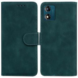 For Motorola Moto E13 Skin Feel Pure Color Flip Leather Phone Case(Green)