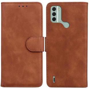 For Nokia C31 Skin Feel Pure Color Flip Leather Phone Case(Brown)