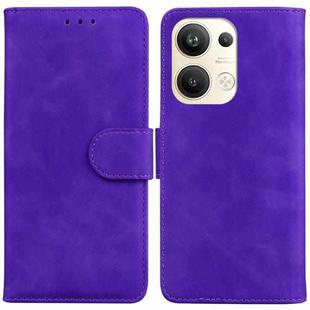 For OPPO Reno9 Pro+ Skin Feel Pure Color Flip Leather Phone Case(Purple)