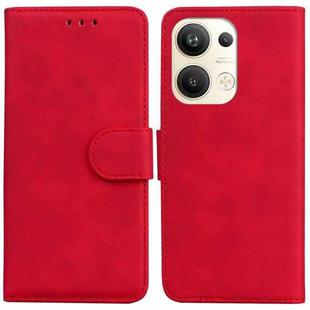 For OPPO Reno9 Pro+ Skin Feel Pure Color Flip Leather Phone Case(Red)