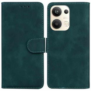 For OPPO Reno9 Pro+ Skin Feel Pure Color Flip Leather Phone Case(Green)