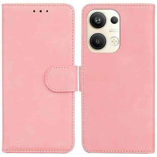 For OPPO Reno9 Pro+ Skin Feel Pure Color Flip Leather Phone Case(Pink)