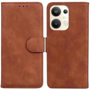 For OPPO Reno9 Pro+ Skin Feel Pure Color Flip Leather Phone Case(Brown)