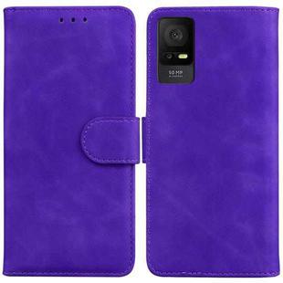 For TCL 408 Skin Feel Pure Color Flip Leather Phone Case(Purple)