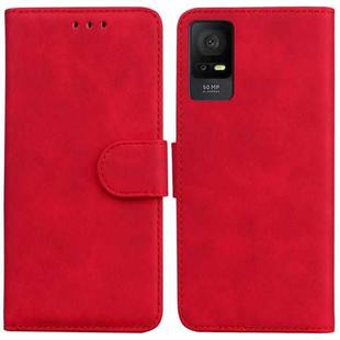 For TCL 408 Skin Feel Pure Color Flip Leather Phone Case(Red)