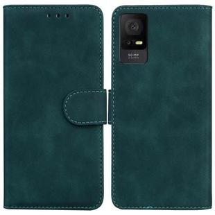 For TCL 408 Skin Feel Pure Color Flip Leather Phone Case(Green)