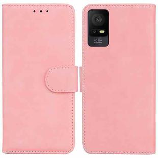 For TCL 408 Skin Feel Pure Color Flip Leather Phone Case(Pink)