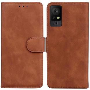 For TCL 408 Skin Feel Pure Color Flip Leather Phone Case(Brown)