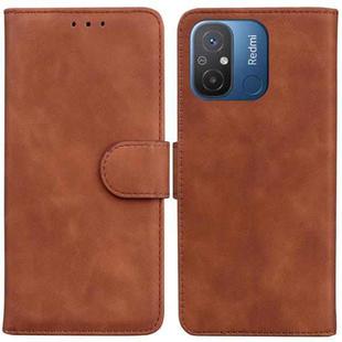 For Xiaomi Redmi 12C / 11A Skin Feel Pure Color Flip Leather Phone Case(Brown)