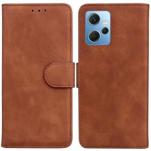 For Xiaomi Redmi Note 12 4G Global Skin Feel Pure Color Flip Leather Phone Case(Brown)