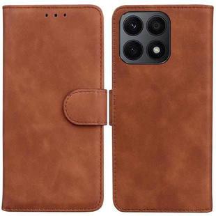 For Honor X8a Skin Feel Pure Color Flip Leather Phone Case(Brown)