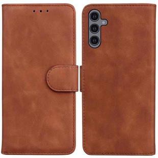 For Samsung Galaxy A24 4G Skin Feel Pure Color Flip Leather Phone Case(Brown)