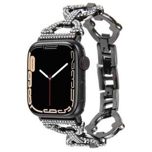 Metal Chain Diamond Watch Band For Apple Watch Ultra 49mm / Series 8&7 45mm / SE 2&6&SE&5&4 44mm / 3&2&1 42mm(Black)