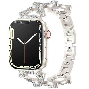 Metal Chain Diamond Watch Band For Apple Watch Series 8&7 41mm / SE 2&6&SE&5&4 40mm / 3&2&1 38mm(Starlight)