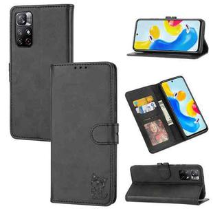 For Xiaomi 12T/12T Pro/Redmi K50 Ultra Embossed Happy Cat Pattern Flip Leather Phone Case(Black)