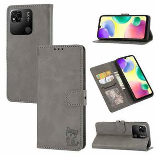 For Xiaomi 13 Pro Embossed Happy Cat Pattern Flip Leather Phone Case(Grey)