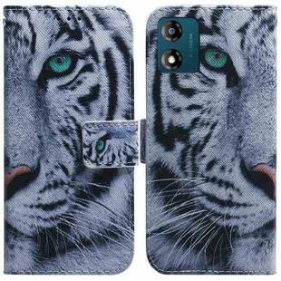 For Motorola Moto E13 Coloured Drawing Flip Leather Phone Case(Tiger)