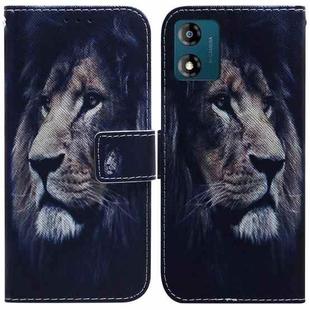 For Motorola Moto E13 Coloured Drawing Flip Leather Phone Case(Lion)