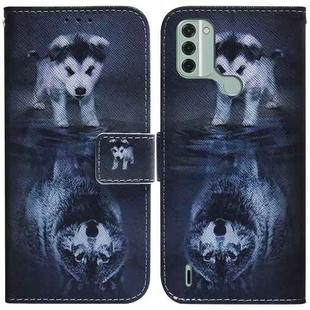 For Nokia C31 Coloured Drawing Flip Leather Phone Case(Wolf and Dog)