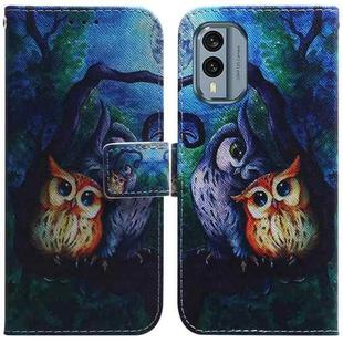 For Nokia X30 Coloured Drawing Flip Leather Phone Case(Oil Painting Owl)