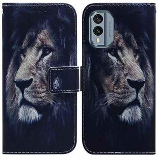 For Nokia X30 Coloured Drawing Flip Leather Phone Case(Lion)