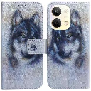 For OPPO Reno9 Pro Coloured Drawing Flip Leather Phone Case(White Wolf)