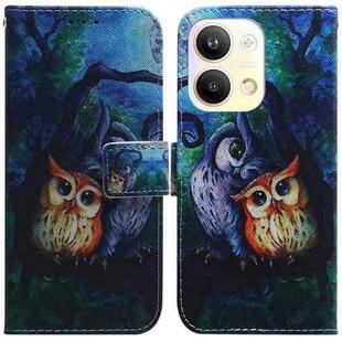 For OPPO Reno9 Pro Coloured Drawing Flip Leather Phone Case(Oil Painting Owl)