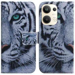 For OPPO Reno9 Pro+ Coloured Drawing Flip Leather Phone Case(Tiger)