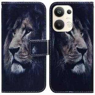 For OPPO Reno9 Pro+ Coloured Drawing Flip Leather Phone Case(Lion)