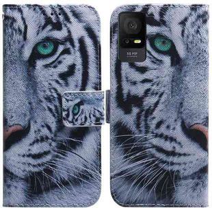 For TCL 408 Coloured Drawing Flip Leather Phone Case(Tiger)