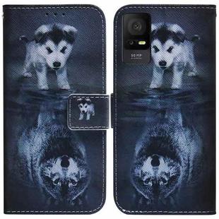 For TCL 408 Coloured Drawing Flip Leather Phone Case(Wolf and Dog)