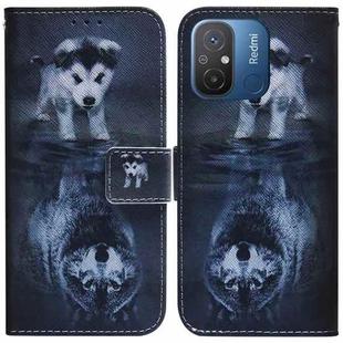 For Xiaomi Redmi 12C / 11A Coloured Drawing Flip Leather Phone Case(Wolf and Dog)