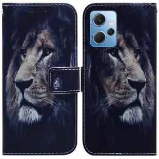For Xiaomi Redmi Note 12 4G Global Coloured Drawing Flip Leather Phone Case(Lion)
