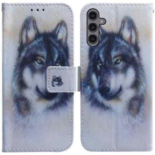 For Samsung Galaxy A24 4G Coloured Drawing Flip Leather Phone Case(White Wolf)