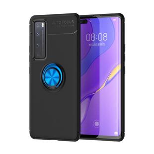 For Huawei Nova 7 Lenuo Shockproof TPU Protective Case with Invisible Holder(Black Blue)