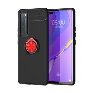 For Huawei Nova 7 Lenuo Shockproof TPU Protective Case with Invisible Holder(Black Red)
