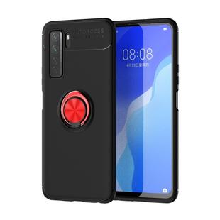 For Huawei Nova 7 SE Lenuo Shockproof TPU Protective Case with Invisible Holder(Black Red)