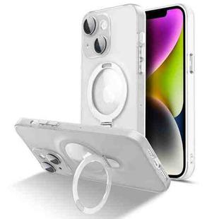 For iPhone 14 Plus MagSafe Magnetic Multifunctional Holder Phone Case(Transparent)