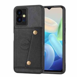 Double Buckle Magnetic Phone Case For vivo Y75 5G Global/Y55 5G/T1 5G India/Y33E 5G/Y30 5G/IQOO Z6 Global(Black)