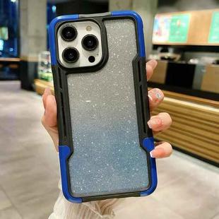 For iPhone 12 Pro Armor Acrylic 3 in 1 Gradient Glitter Powder Phone Case(Blue)