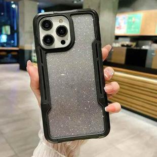 For iPhone 11 Pro Max Armor Acrylic 3 in 1 Gradient Glitter Powder Phone Case(Black)